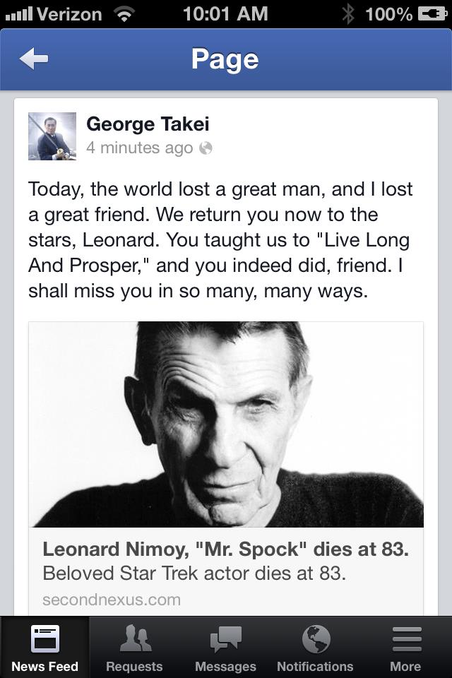 George Takei on Leonard Nimoy