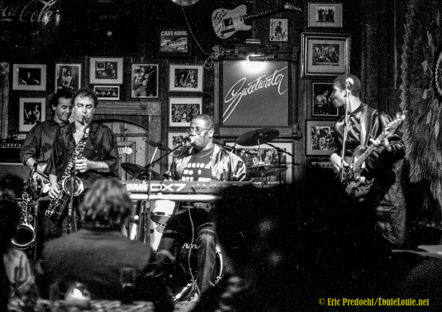 From left to right - Ry Cooder, Steve Douglas, Richard Berry and Marcel Berry at Sweetwater Saloon, Mill Valley, CA.